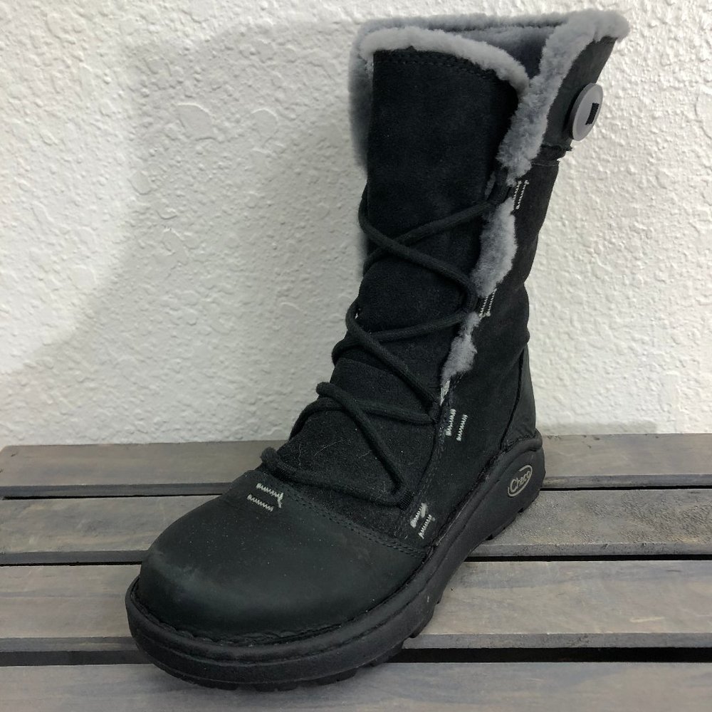 Chaco Belyn Baa Nurl Boots Sz 5.5 Gray Suede